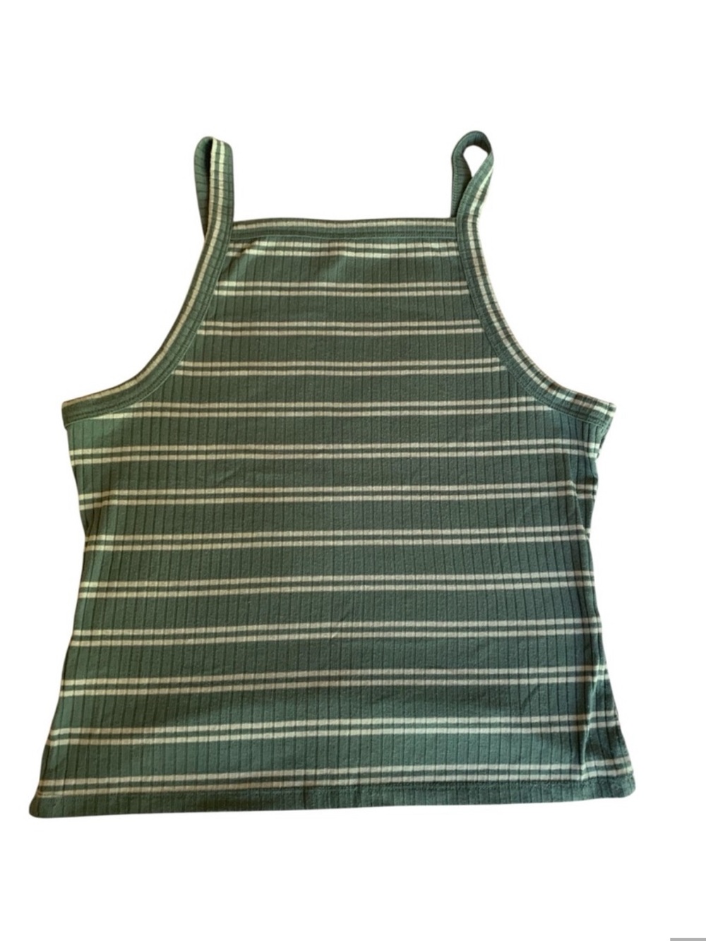 Mudd Green and White Striped Ribbed Cami